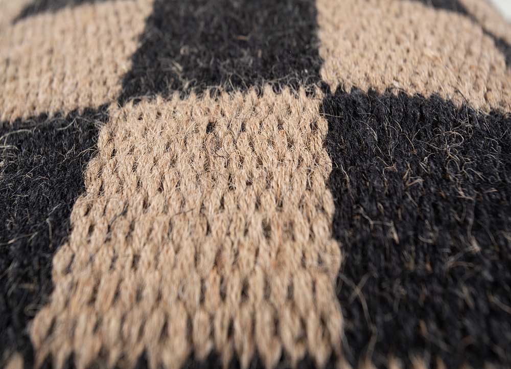 bespoke sile beige and brown jute and hemp Pouf Rug - CloseUp