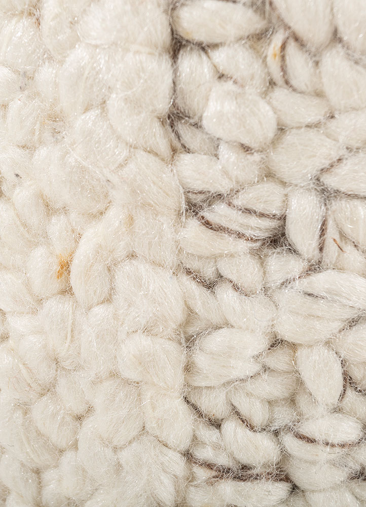 handmade pouf beige and brown jute and hemp Hand Woven Rug - CloseUp