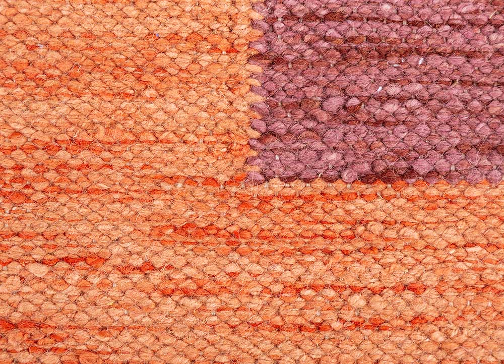 daaira red and orange wool Flat Weaves Rug - CloseUp