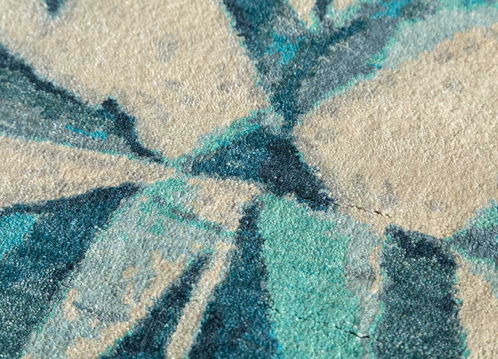 provenance blue silk Hand Knotted Rug - CloseUp