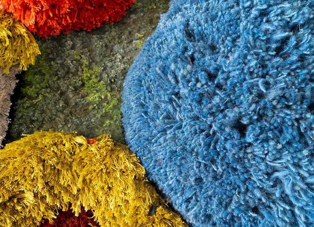 wall art and tapestries blue wool and bamboo silk Hand Knotted Rug - CloseUp