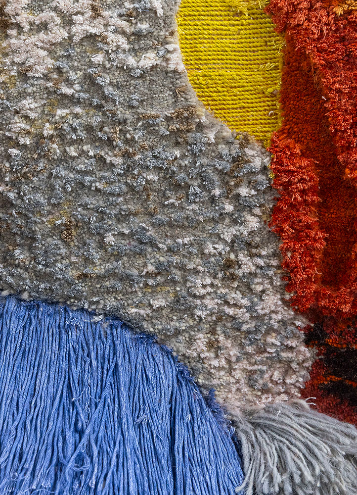 caminantes blue wool and bamboo silk Hand Knotted Rug - CloseUp