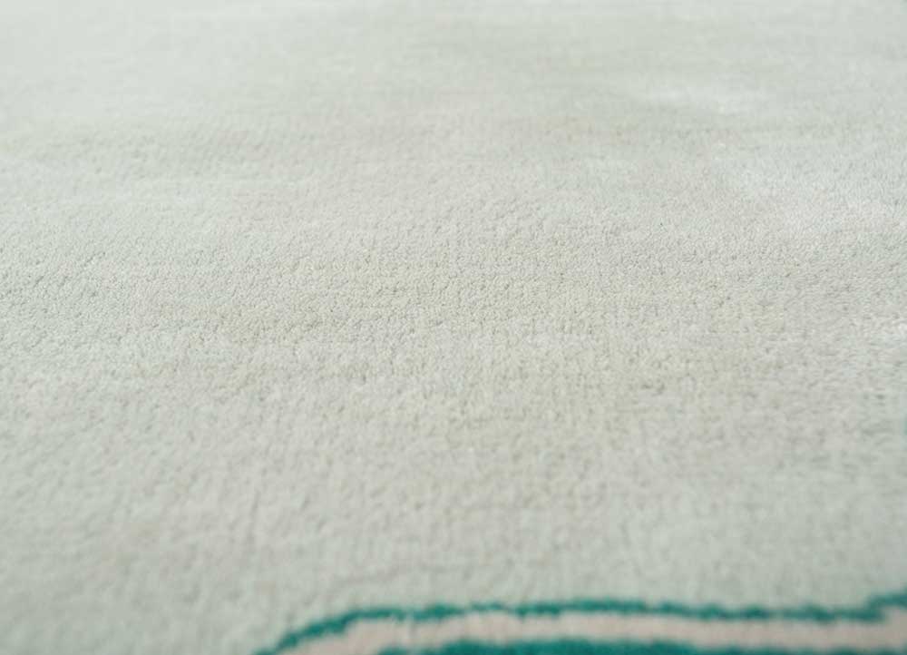 tatiana de nicolay blue wool Hand Knotted Rug - CloseUp