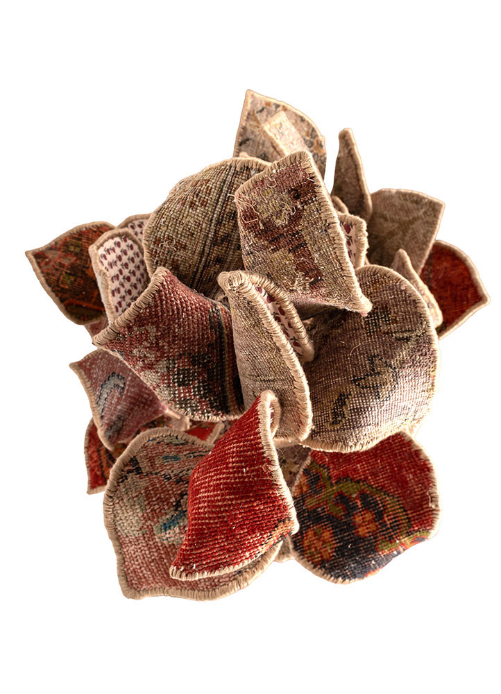 objects beige and brown wool and bamboo silk ART WORK Rug - CloseUp objects beige and brown wool and bamboo silk ART WORK Rug - CloseUp
