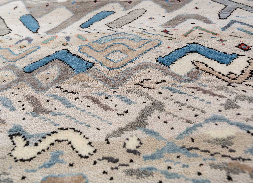 manchaha ivory wool and bamboo silk Hand Knotted Rug - CloseUp