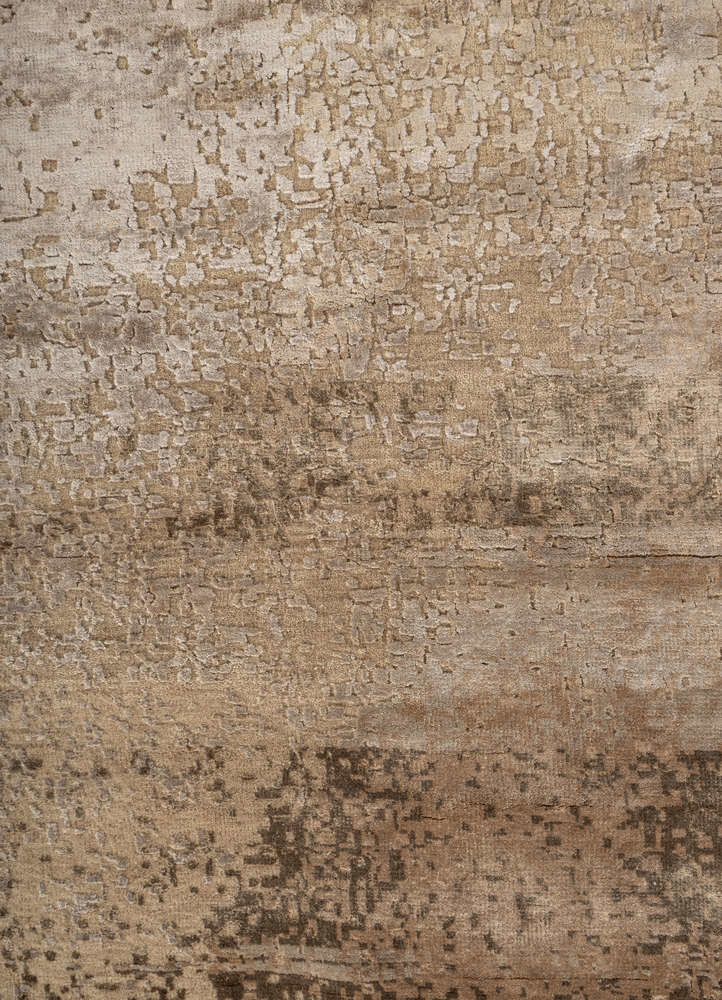 aprezo beige and brown wool and bamboo silk Hand Knotted Rug - CloseUp aprezo beige and brown wool and bamboo silk Hand Knotted Rug - CloseUp