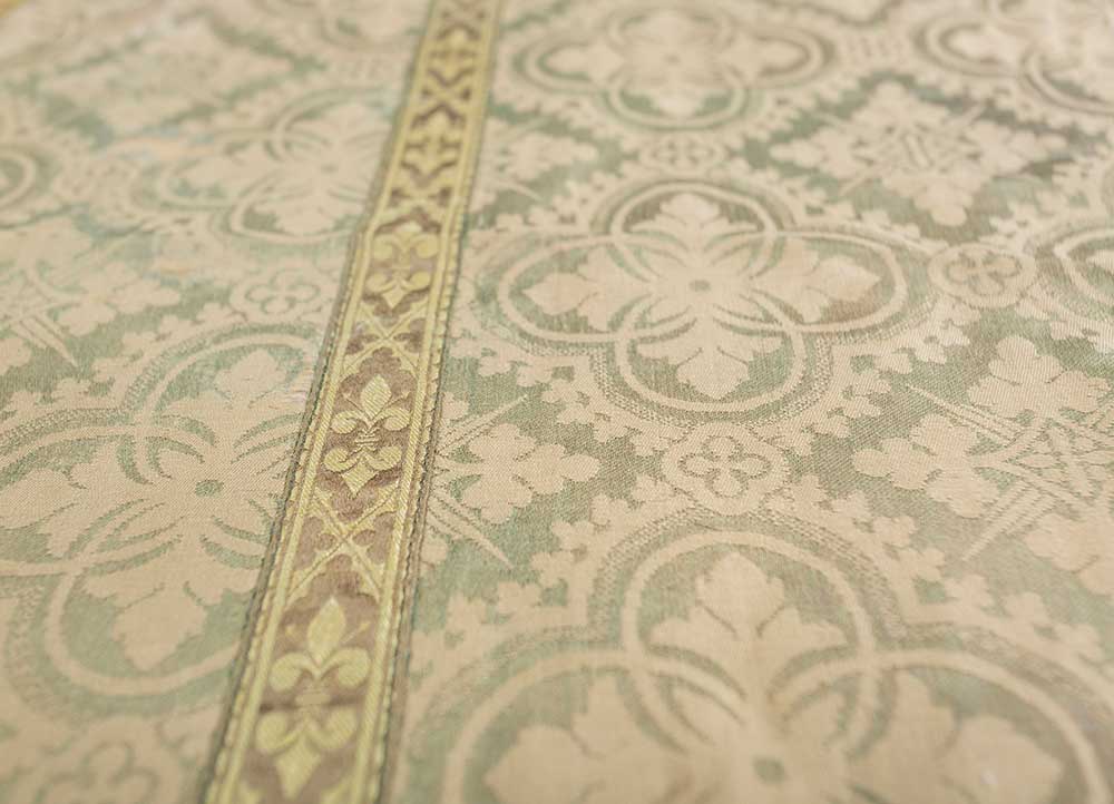 bespoke sile green cotton Wall Art Rug - CloseUp