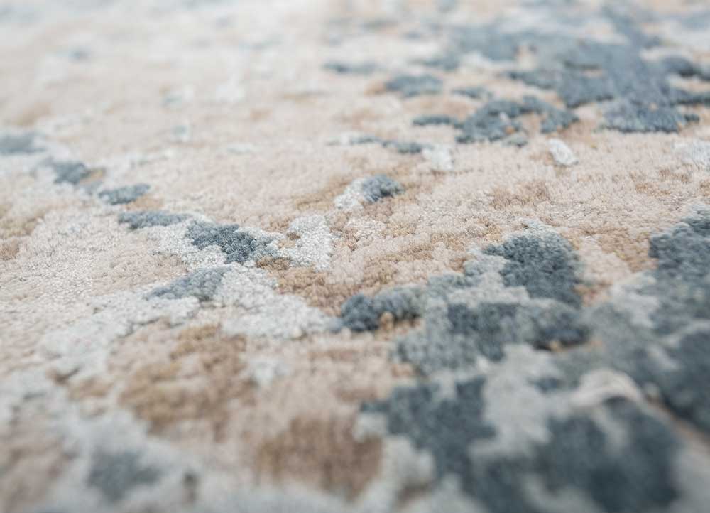 provenance blue wool and bamboo silk Hand Knotted Rug - CloseUp