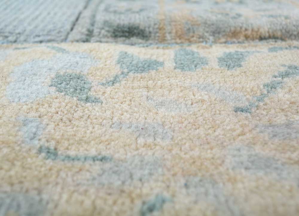 provenance blue wool and viscose Hand Knotted Rug - CloseUp