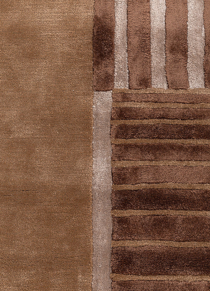 come around beige and brown wool and viscose Hand Tufted Rug - CloseUp come around beige and brown wool and viscose Hand Tufted Rug - CloseUp
