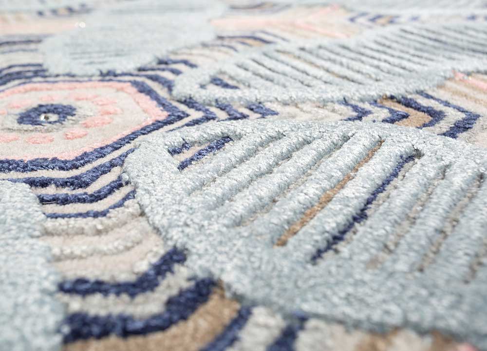 jaipur wunderkammer blue wool and viscose Hand Tufted Rug - CloseUp