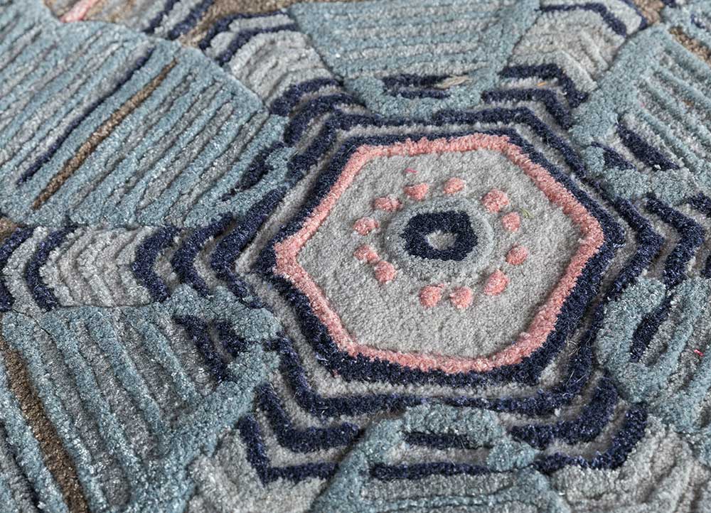 jaipur wunderkammer blue wool and viscose Hand Tufted Rug - CloseUp