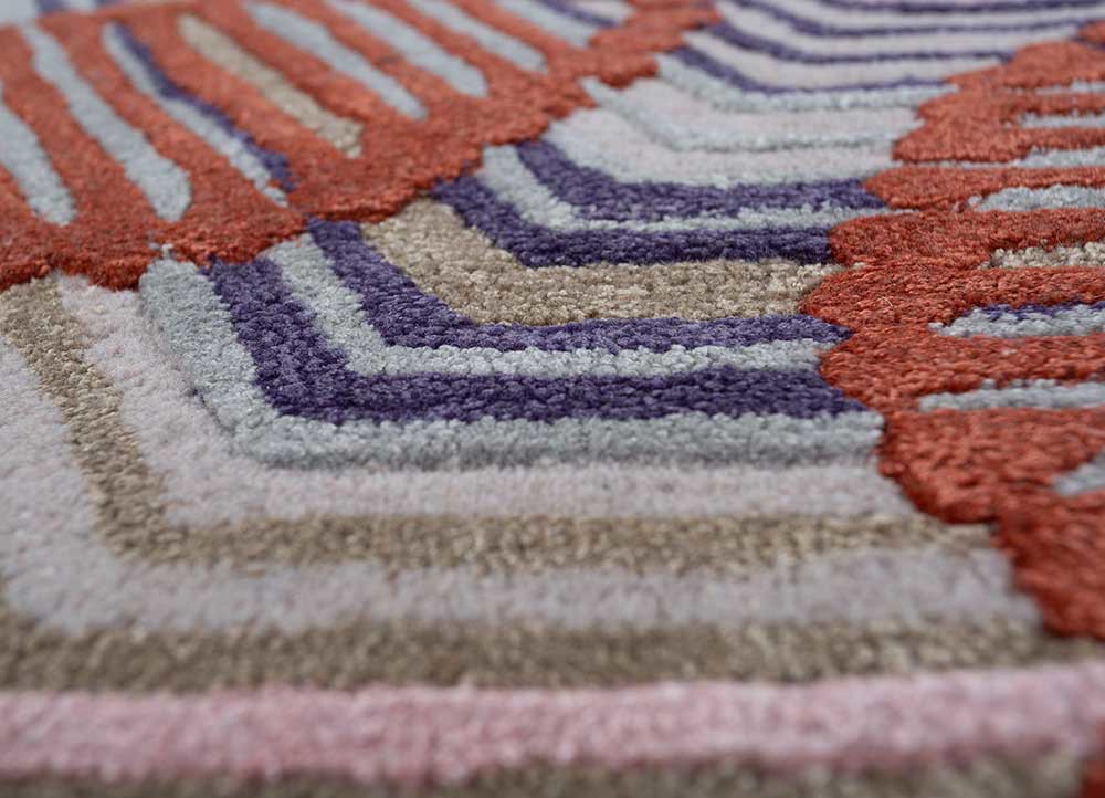 jaipur wunderkammer red and orange wool and viscose Hand Tufted Rug - CloseUp jaipur wunderkammer red and orange wool and viscose Hand Tufted Rug - CloseUp