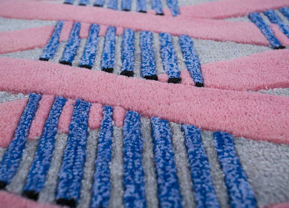 jaipur wunderkammer pink and purple wool and viscose Hand Tufted Rug - CloseUp