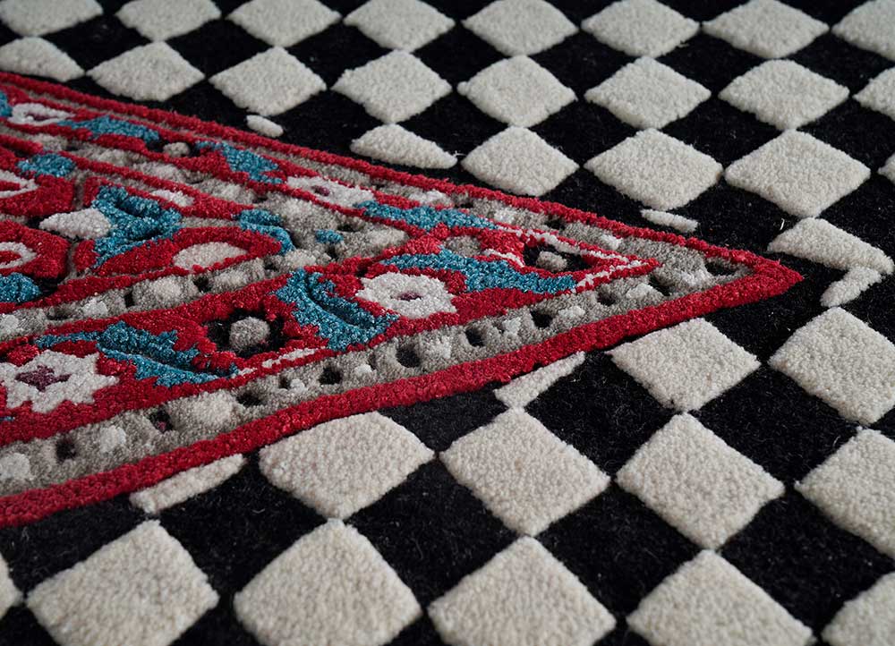 concoction grey and black wool and viscose Hand Tufted Rug - CloseUp