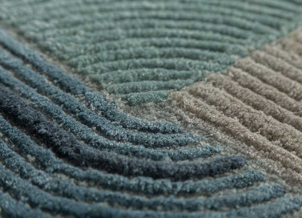 come around blue wool and viscose Hand Tufted Rug - CloseUp