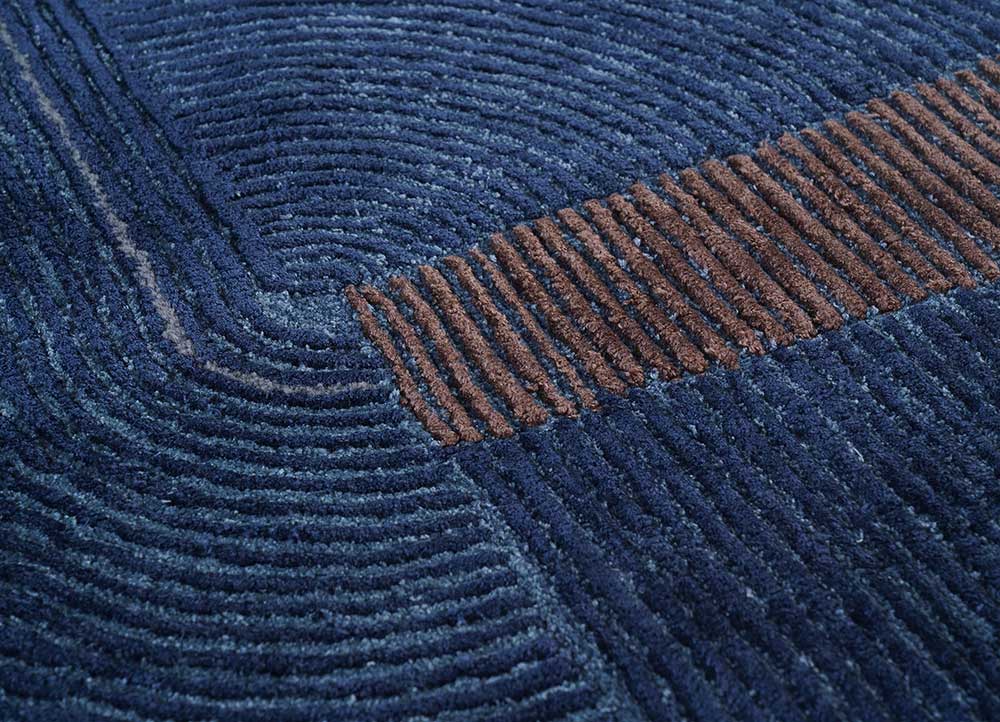 come around blue wool and viscose Hand Tufted Rug - CloseUp