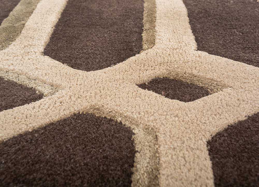 acar beige and brown wool and viscose Hand Tufted Rug - CloseUp