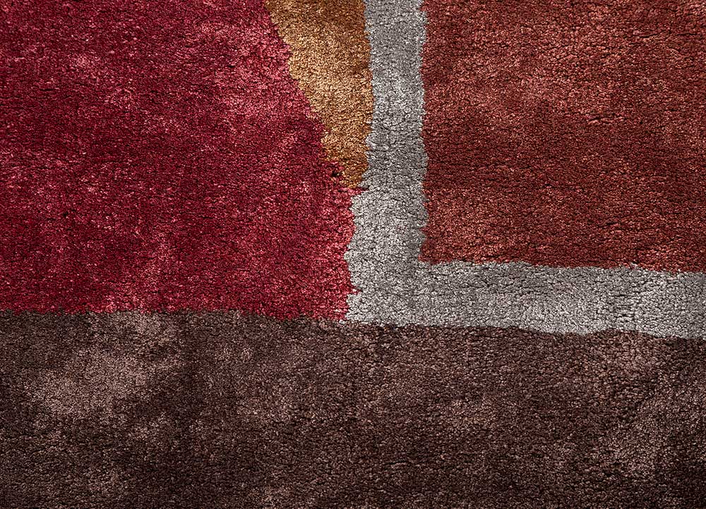 vyom beige and brown viscose Hand Tufted Rug - CloseUp