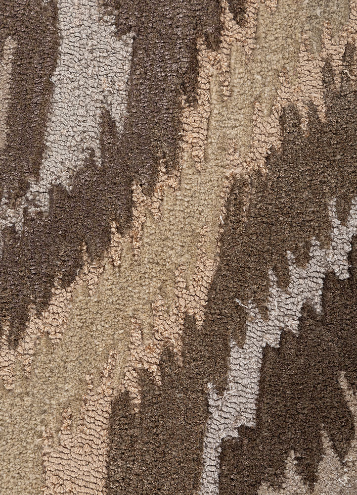 mythos beige and brown wool and viscose Hand Tufted Rug - CloseUp