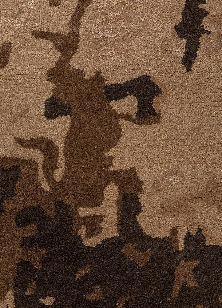 genesis beige and brown wool and viscose Hand Tufted Rug - CloseUp