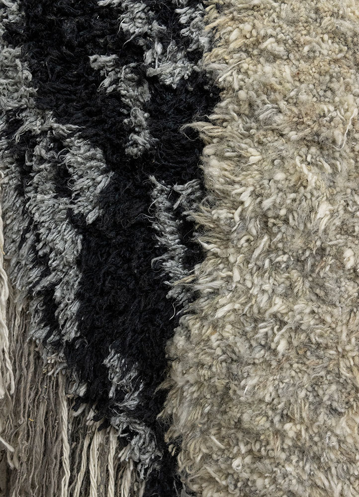 wall art beige and brown wool and silk Wall Art Rug - CloseUp