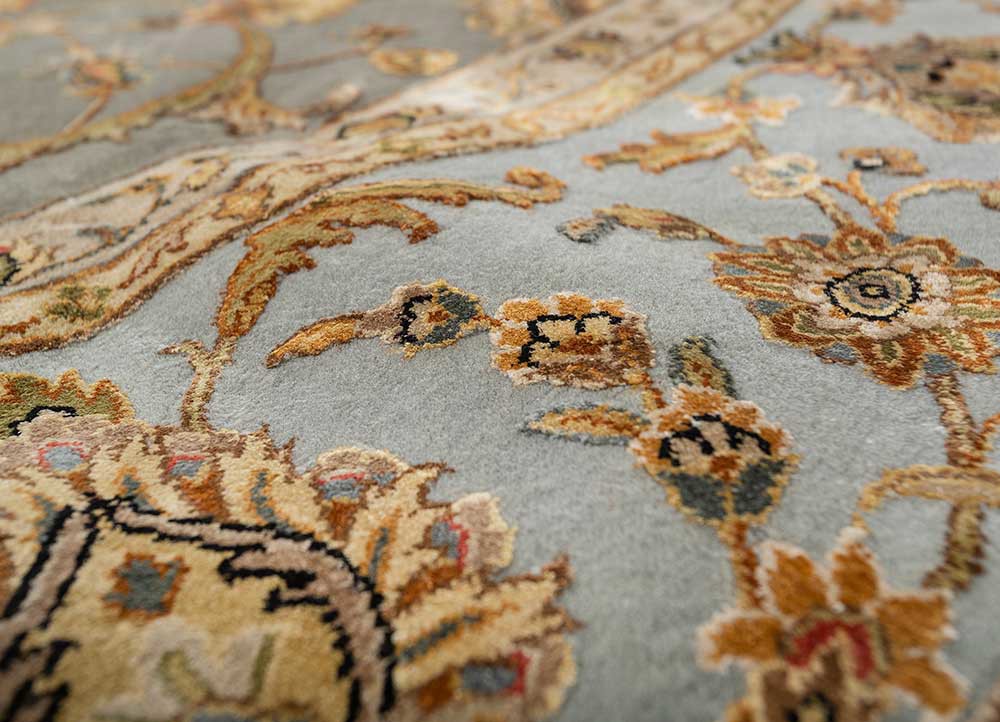 aurora grey and black wool and silk Hand Knotted Rug - CloseUp aurora grey and black wool and silk Hand Knotted Rug - CloseUp