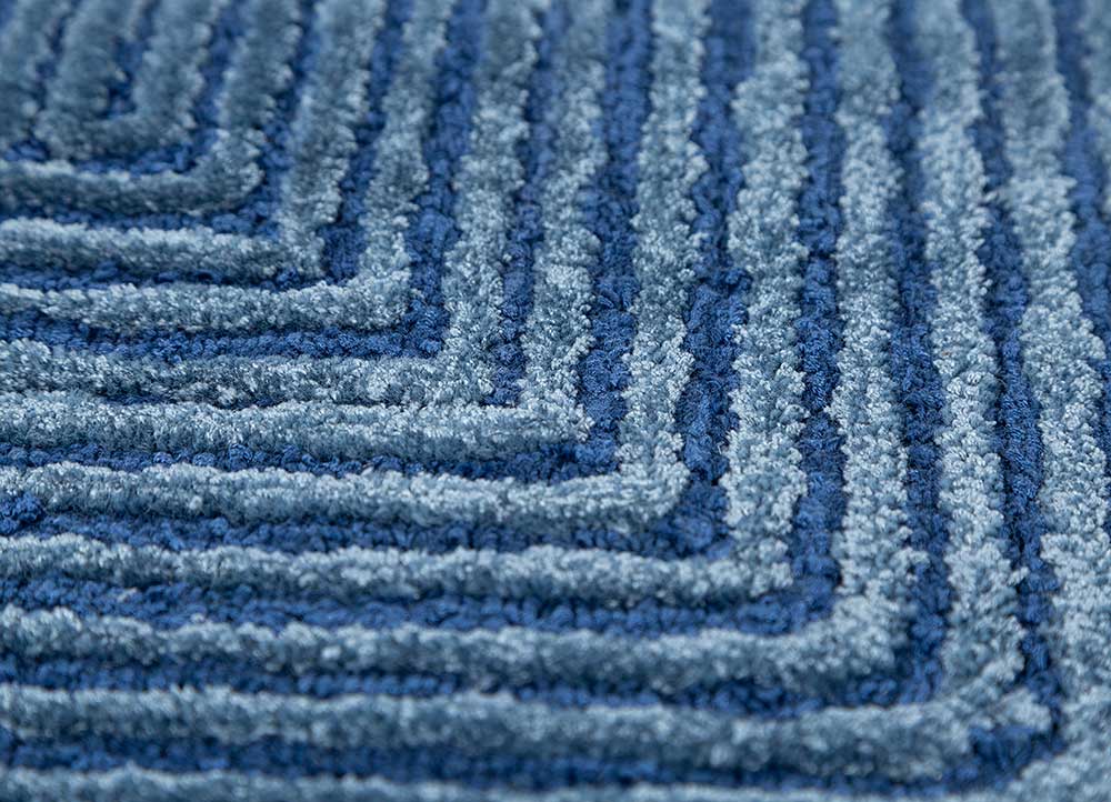 cera blue wool and viscose Hand Tufted Rug - CloseUp