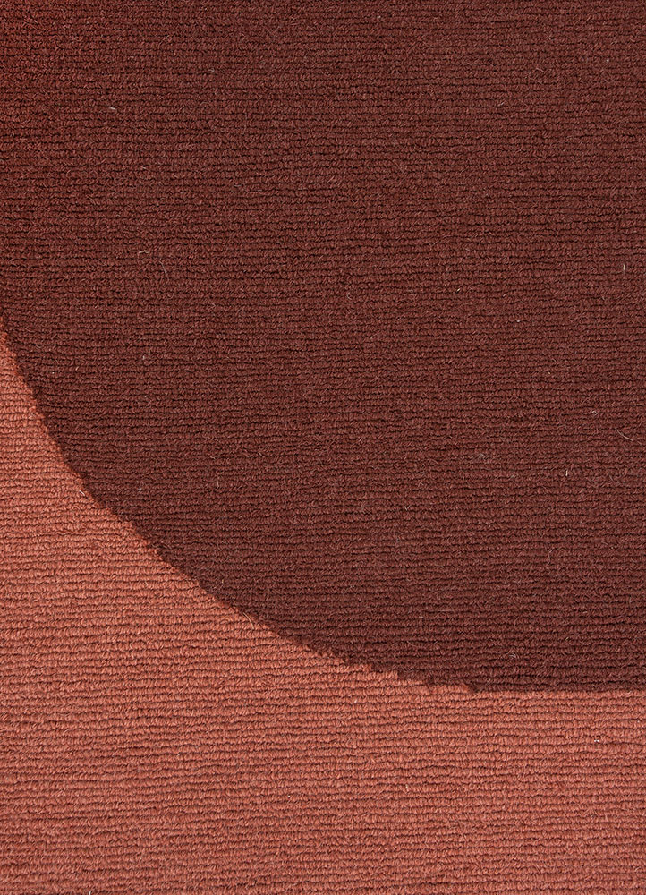 sthir red and orange wool Hand Knotted Rug - CloseUp