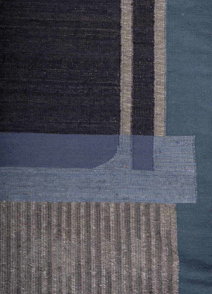 aprezo blue wool Flat Weaves Rug - CloseUp aprezo blue wool Flat Weaves Rug - CloseUp