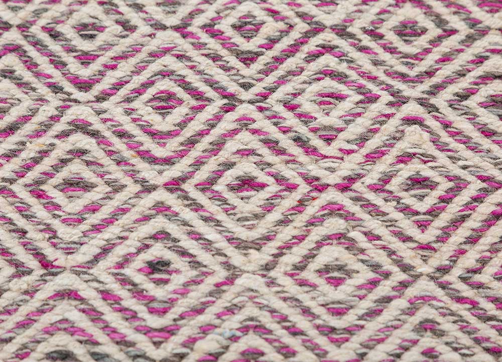 abrash pink and purple wool Flat Weaves Rug - CloseUp