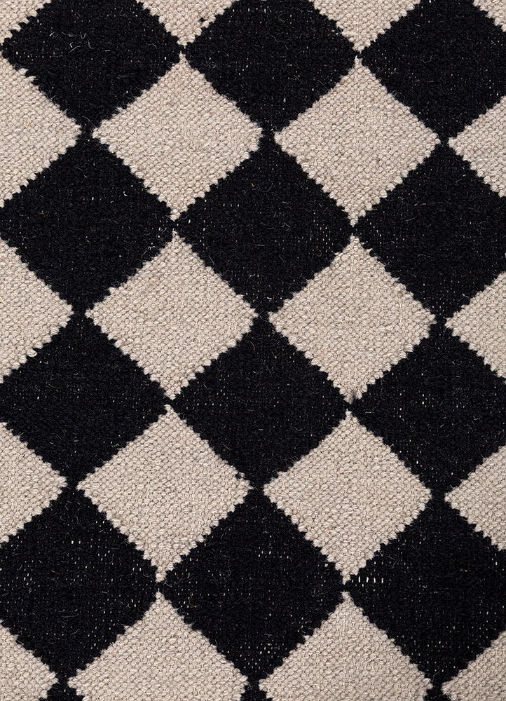 alhambra grey and black wool Flat Weaves Rug - CloseUp