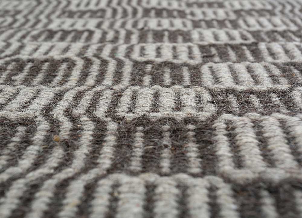 abrash beige and brown wool Flat Weaves Rug - CloseUp