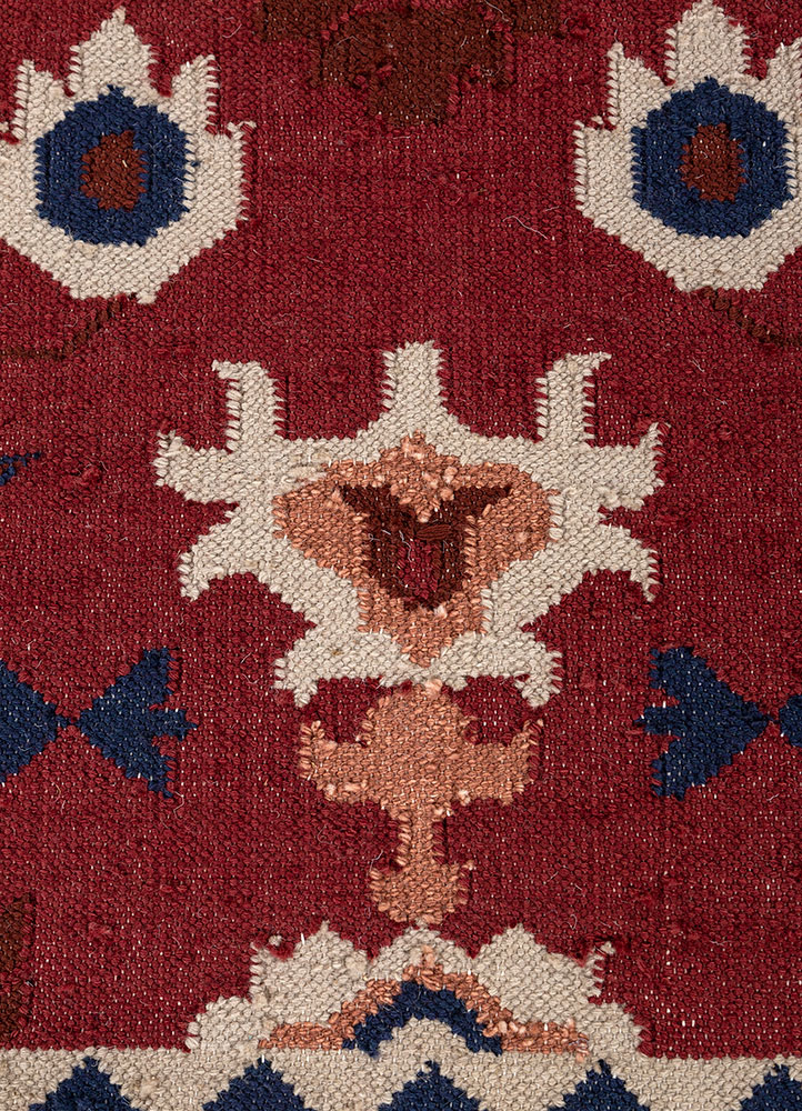 bedouin red and orange wool Flat Weaves Rug - CloseUp bedouin red and orange wool Flat Weaves Rug - CloseUp