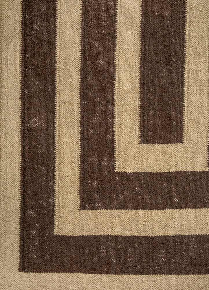 alhambra beige and brown wool Flat Weaves Rug - CloseUp