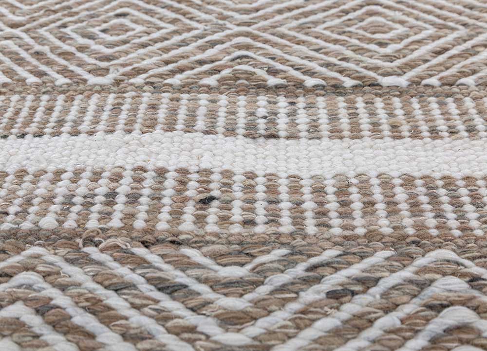 abrash beige and brown wool Flat Weaves Rug - CloseUp