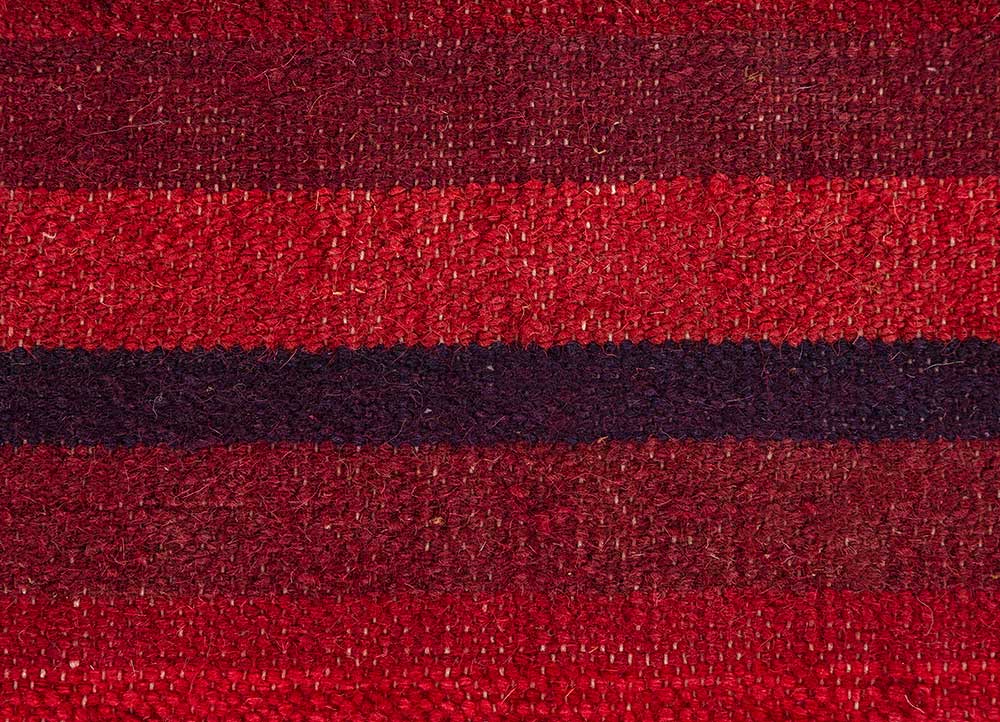 indusbar red and orange wool and viscose Flat Weaves Rug - CloseUp