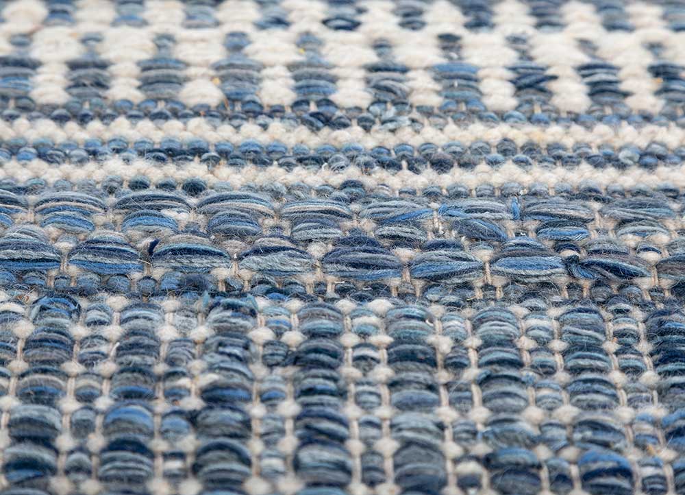 abrash blue wool and viscose Flat Weaves Rug - CloseUp