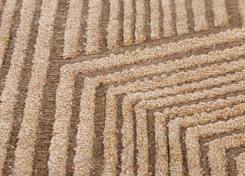 aprezo beige and brown cotton Hand Knotted Rug - CloseUp