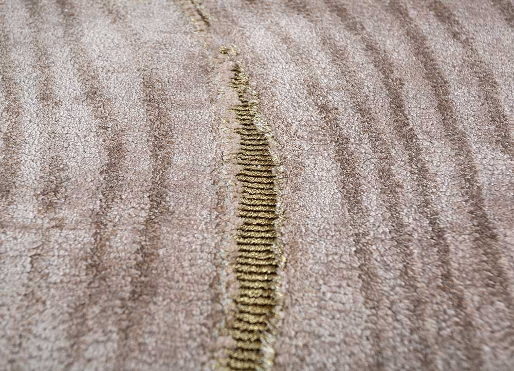 azalea beige and brown bamboo silk Hand Knotted Rug - CloseUp