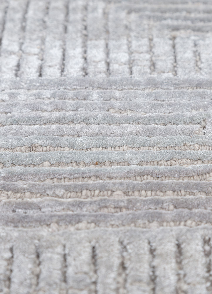 azalea blue wool and bamboo silk Hand Knotted Rug - CloseUp