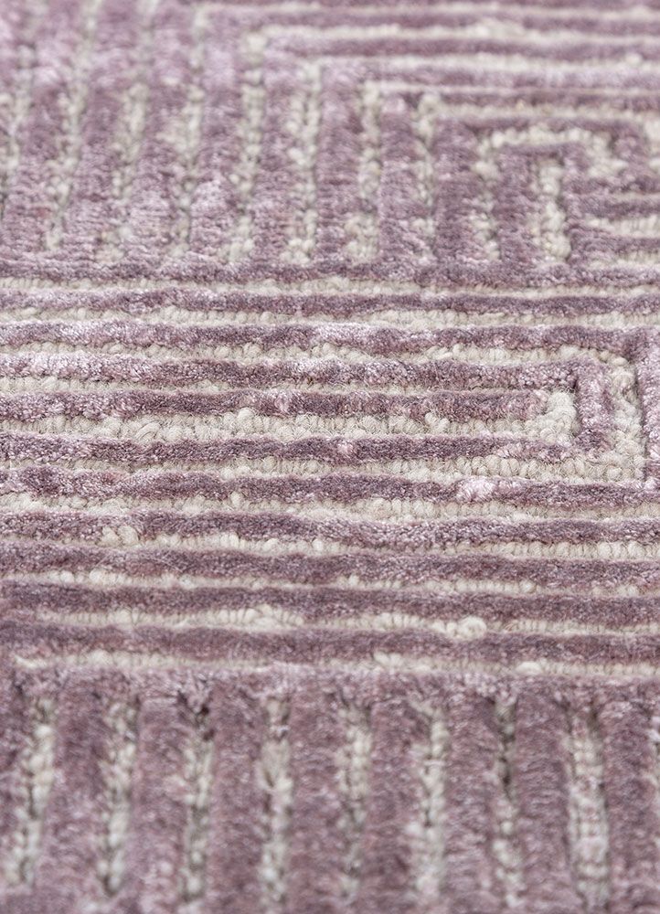 azalea pink and purple wool and bamboo silk Hand Knotted Rug - CloseUp