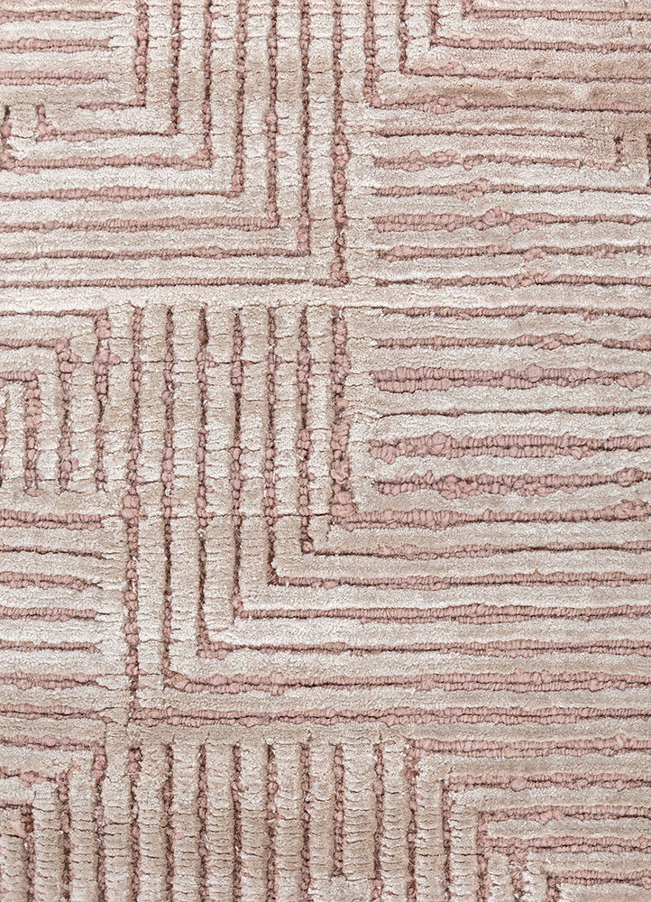 azalea beige and brown wool and bamboo silk Hand Knotted Rug - CloseUp