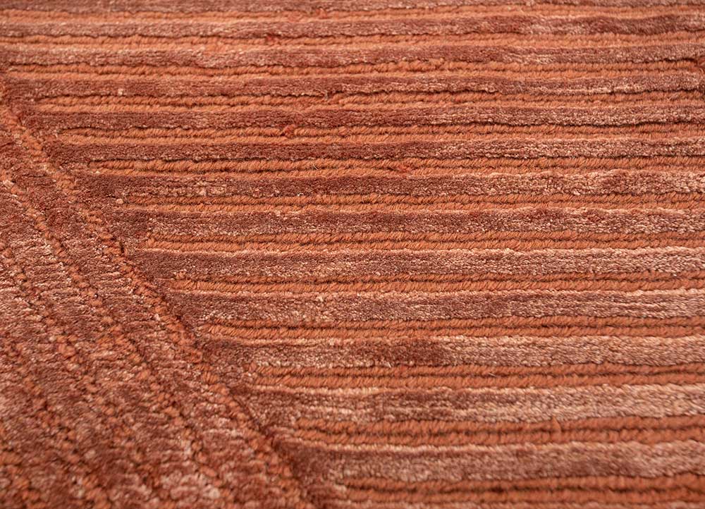 azalea red and orange wool and bamboo silk Hand Knotted Rug - CloseUp