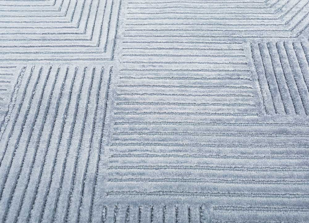 azalea blue wool and bamboo silk Hand Knotted Rug - CloseUp