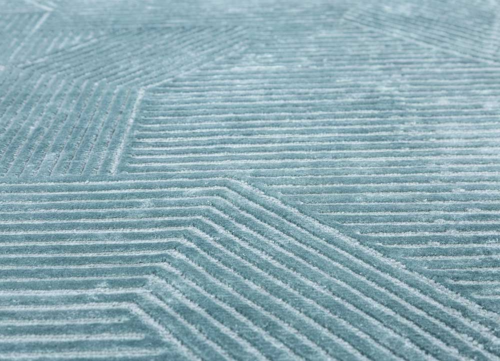 azalea blue wool and bamboo silk Hand Knotted Rug - CloseUp