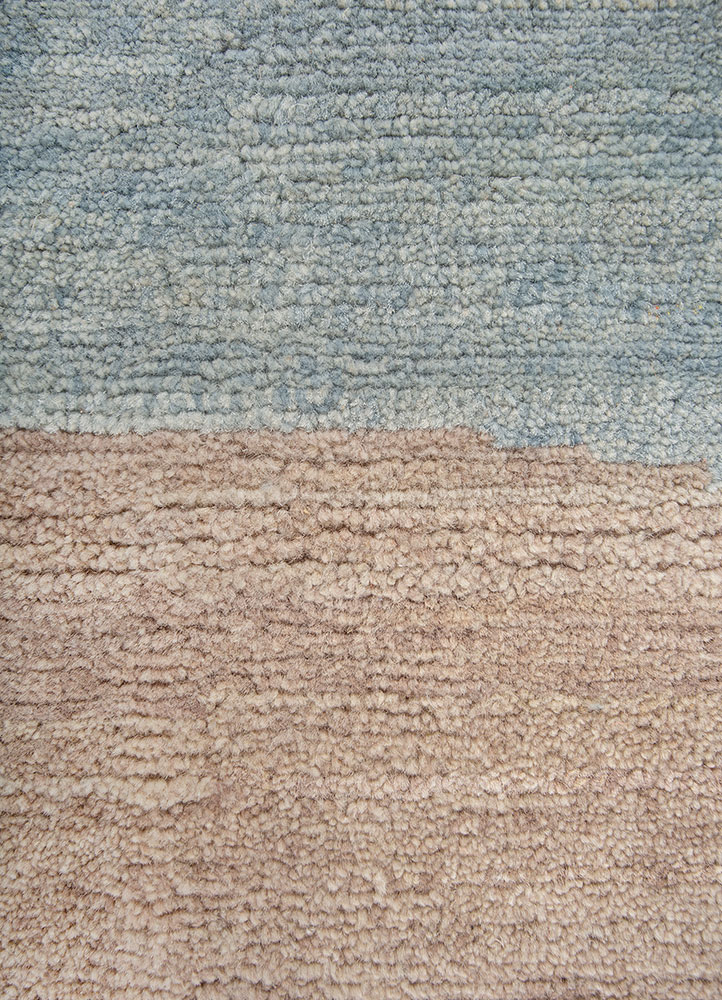 blythe beige and brown wool Hand Knotted Rug - CloseUp