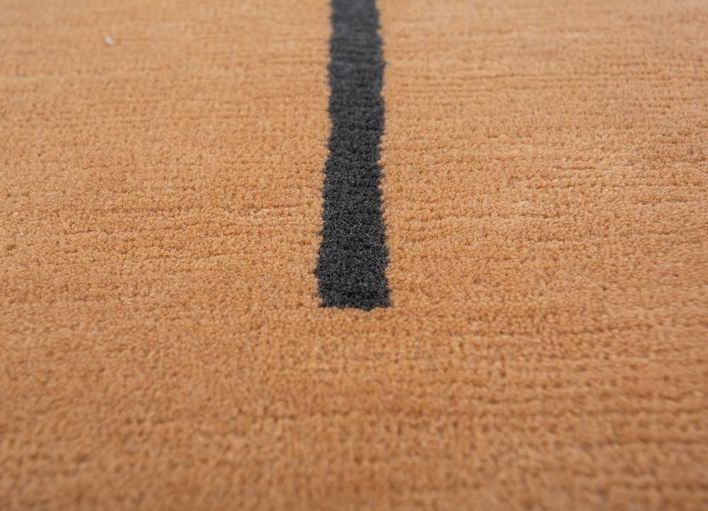 sthir red and orange wool Hand Knotted Rug - CloseUp