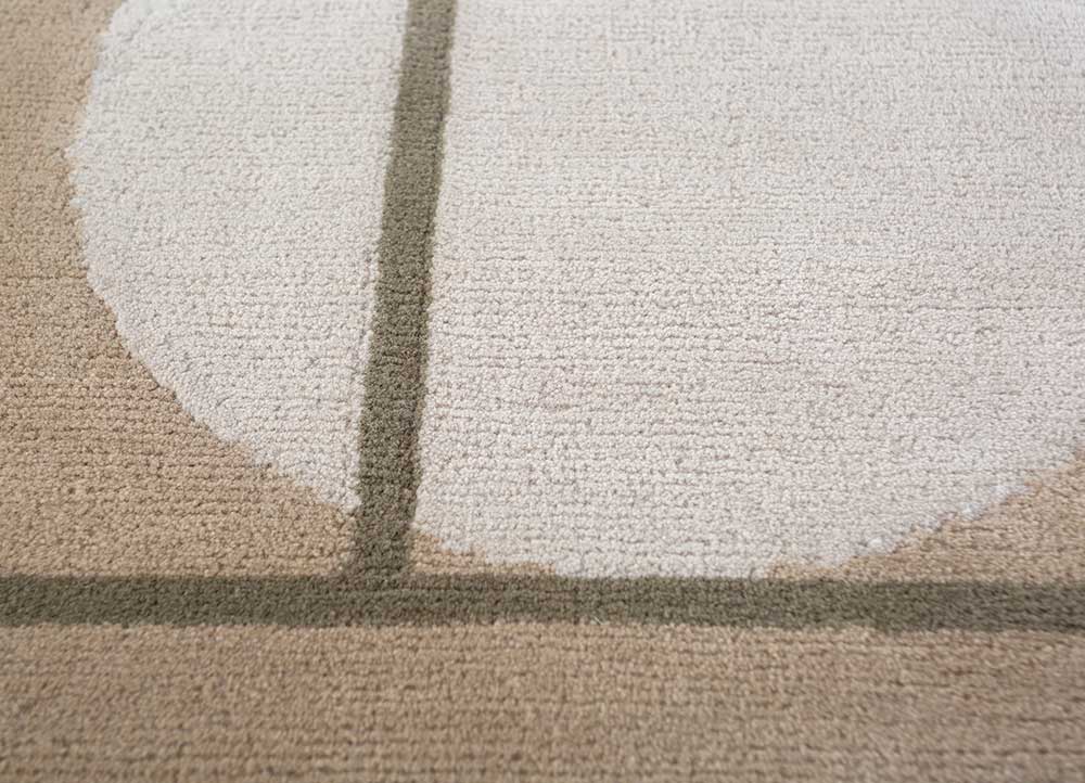 sthir beige and brown wool Hand Knotted Rug - CloseUp