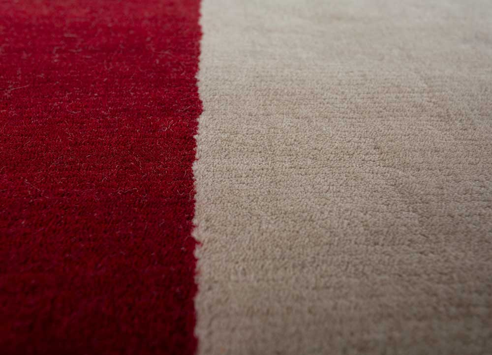 sthir beige and brown wool Hand Knotted Rug - CloseUp